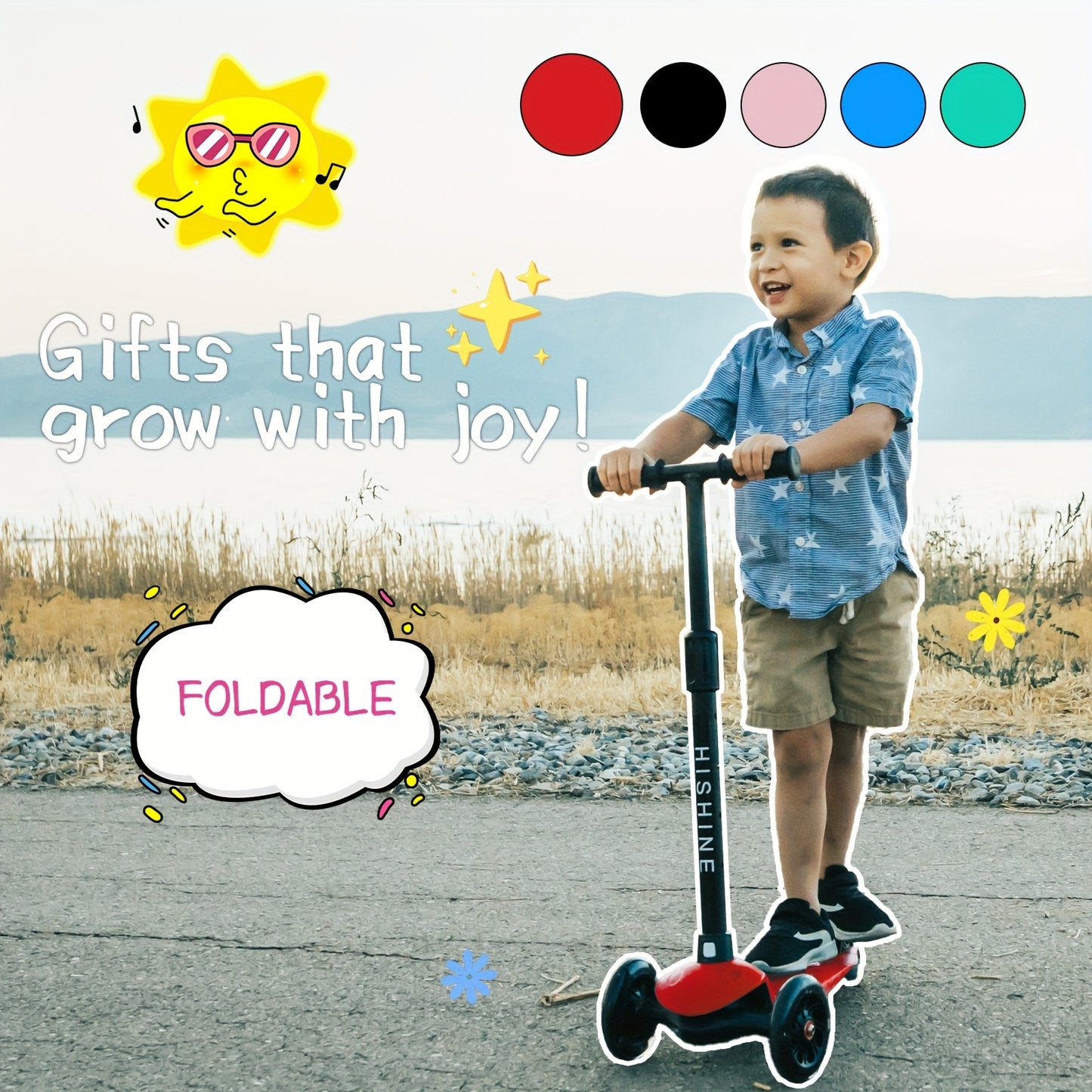 Adjustable Youngsters Scooter with Light-Up Wheels, Extra-Wide Deck & Lean-to-Steer Design – Easy Learning for Youngsters & Youngsters, Perfect Gift for Boys & Girls, Black Handlebar & T-Shaped Frame