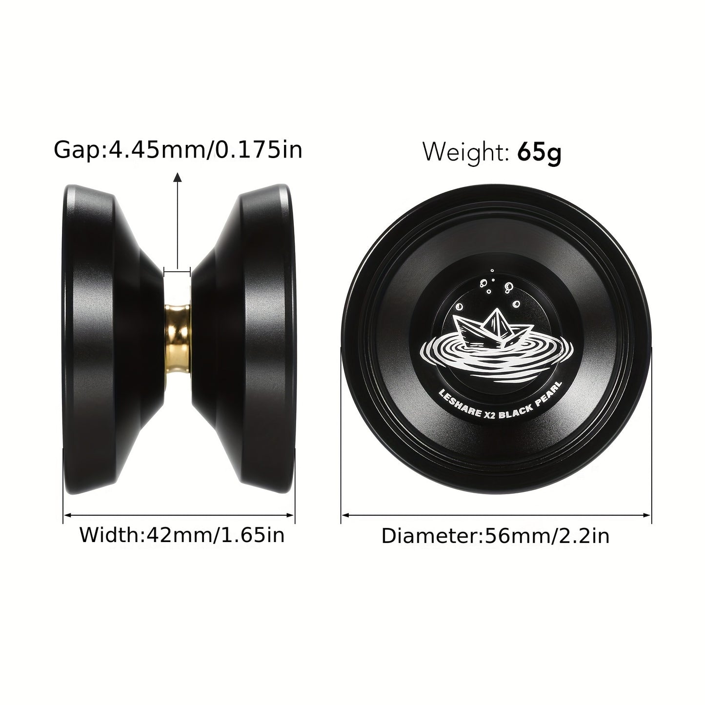 Professional Yoyo Alloy Aluminum YoYo Ball (Black With Golden) With Glove, Strings And Responsive Bearing Kit