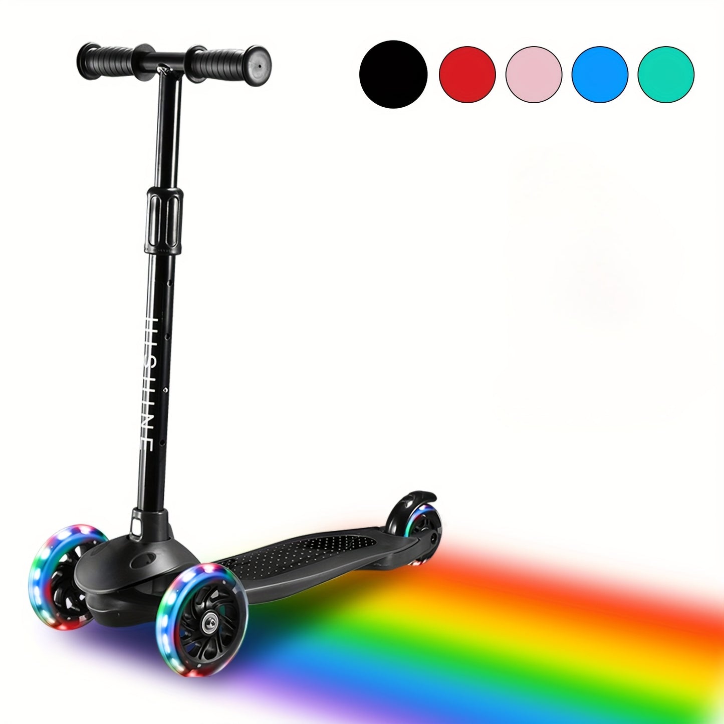 Adjustable Youngsters Scooter with Light-Up Wheels, Extra-Wide Deck & Lean-to-Steer Design – Easy Learning for Youngsters & Youngsters, Perfect Gift for Boys & Girls, Black Handlebar & T-Shaped Frame