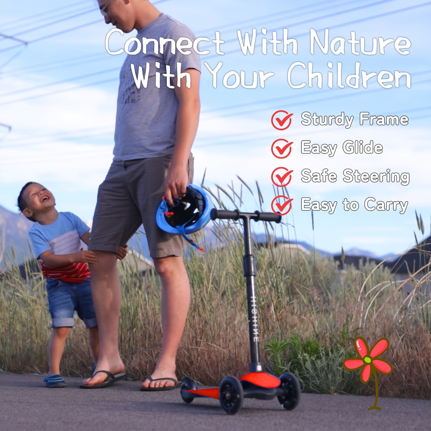 Adjustable Youngsters Scooter with Light-Up Wheels, Extra-Wide Deck & Lean-to-Steer Design – Easy Learning for Youngsters & Youngsters, Perfect Gift for Boys & Girls, Black Handlebar & T-Shaped Frame