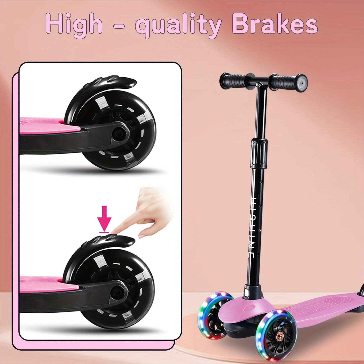 Adjustable Youngsters Scooter with Light-Up Wheels, Extra-Wide Deck & Lean-to-Steer Design – Easy Learning for Youngsters & Youngsters, Perfect Gift for Boys & Girls, Black Handlebar & T-Shaped Frame
