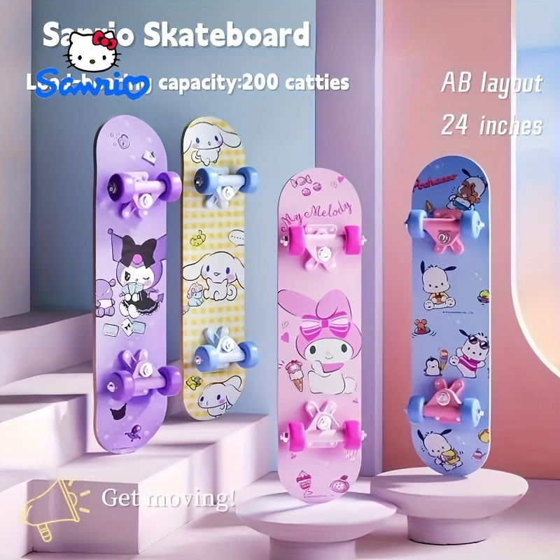 Strong Load Capacity SANRIO Hello Kitty & Friends Themed Skateboard - Dual Rocker Design, Perfect for Beginners, Ideal Christmas, Halloween, Birthday Gift