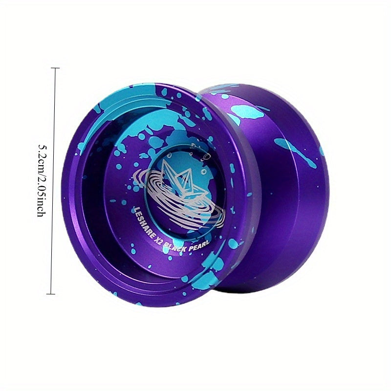 1pc Professional Aluminum Alloy Yo-Yo for Beginners - Purple & Blue Design, Lightweight & Durable, Includes Gloves & Rope (5X Longer Life) - Perfect for Competitive Play & Smooth Tricks, Beginner Yo Yo | Purple Blue Color |