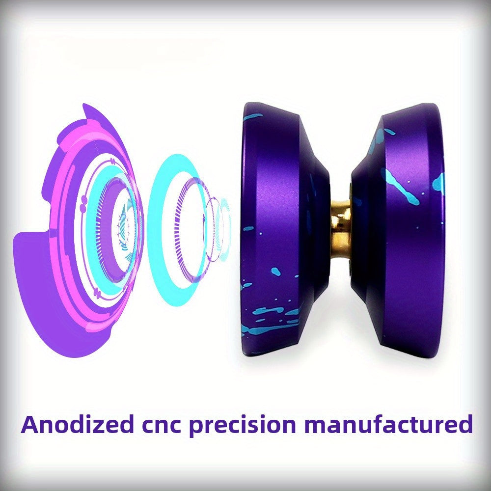 1pc Professional Aluminum Alloy Yo-Yo for Beginners - Purple & Blue Design, Lightweight & Durable, Includes Gloves & Rope (5X Longer Life) - Perfect for Competitive Play & Smooth Tricks, Beginner Yo Yo | Purple Blue Color |