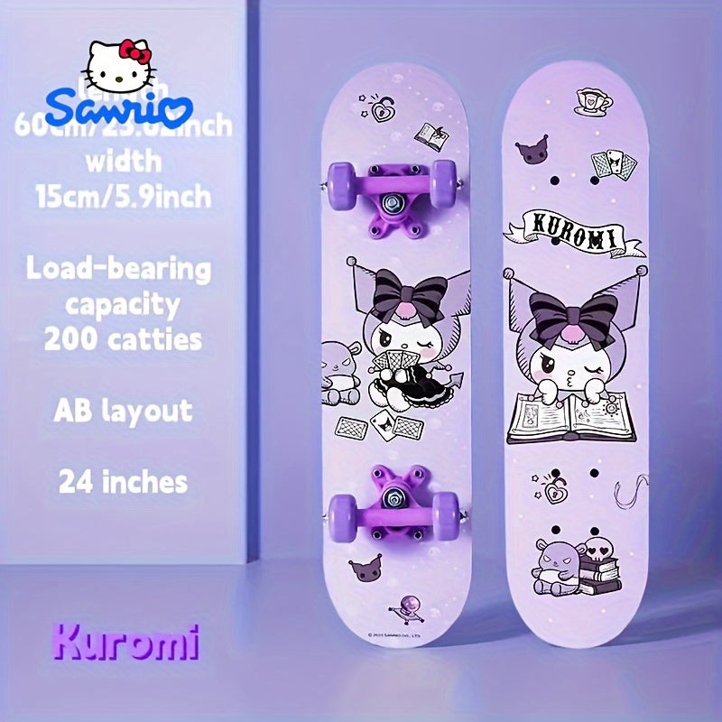 Strong Load Capacity SANRIO Hello Kitty & Friends Themed Skateboard - Dual Rocker Design, Perfect for Beginners, Ideal Christmas, Halloween, Birthday Gift