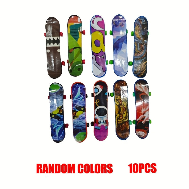 10pcs Mini Skateboards for Youngsters - Compact Longboard Playset with Vibrant Colorful Designs, Durable Plastic Construction, Perfect for Birthday Parties, Fun Gift Packs, and Youngsters' Celebration Entertainment