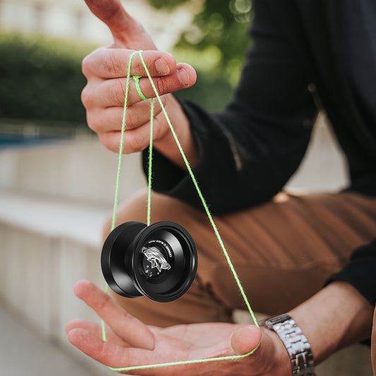 Professional Yoyo Alloy Aluminum YoYo Ball (Black With Golden) With Glove, Strings And Responsive Bearing Kit