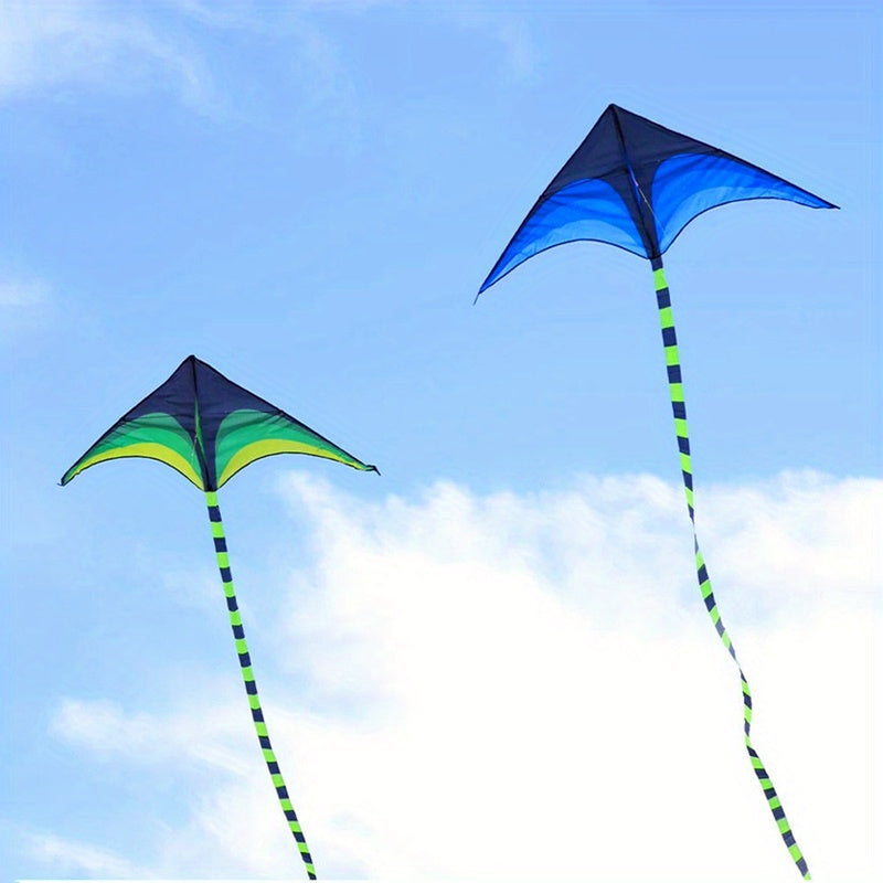 2pcs Extra Large Long Tail Prairie Kites - Vibrant Blue & Black Premium Polyester, Easy to Fly for Beginners, Family Beach & Park Outdoor Activities, Includes 328ft Line & Handle, Perfect Birthday Gift for family