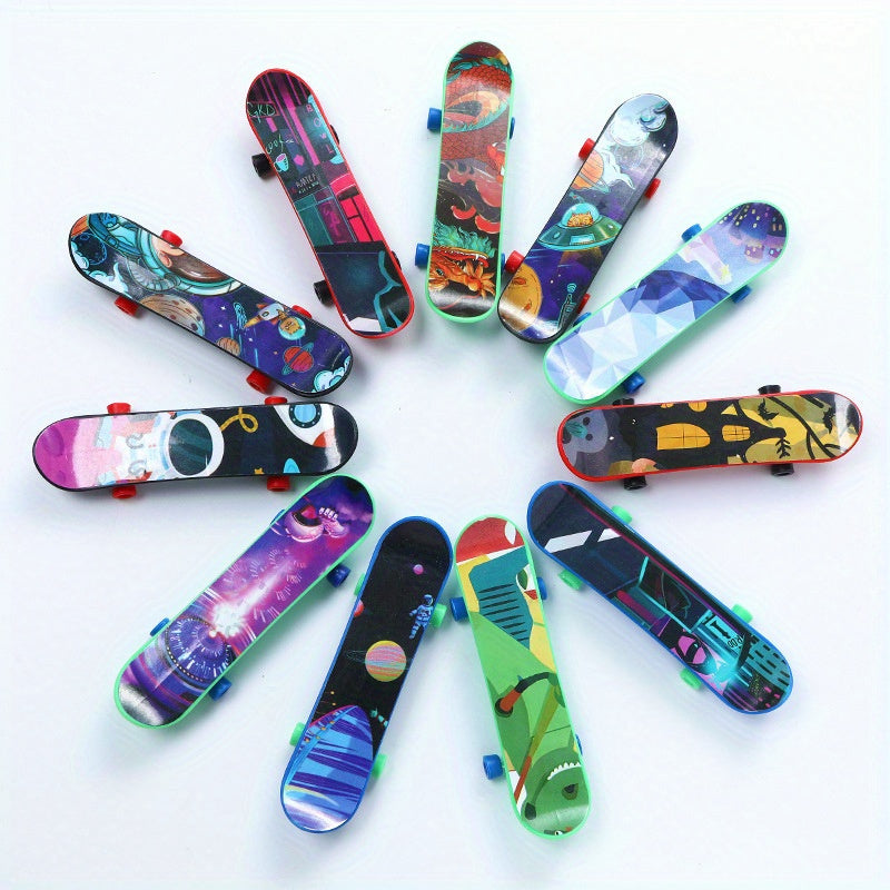 10pcs Mini Skateboards for Youngsters - Compact Longboard Playset with Vibrant Colorful Designs, Durable Plastic Construction, Perfect for Birthday Parties, Fun Gift Packs, and Youngsters' Celebration Entertainment