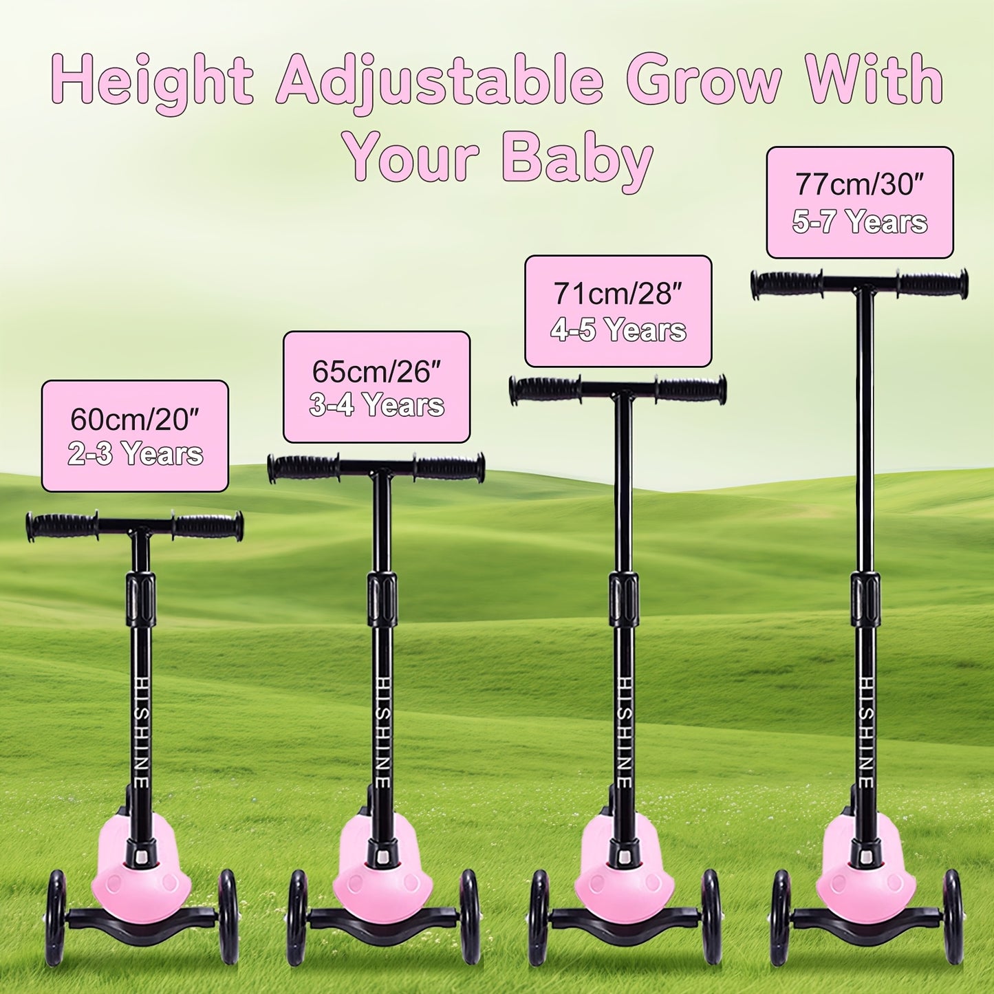 Adjustable Youngsters Scooter with Light-Up Wheels, Extra-Wide Deck & Lean-to-Steer Design – Easy Learning for Youngsters & Youngsters, Perfect Gift for Boys & Girls, Black Handlebar & T-Shaped Frame