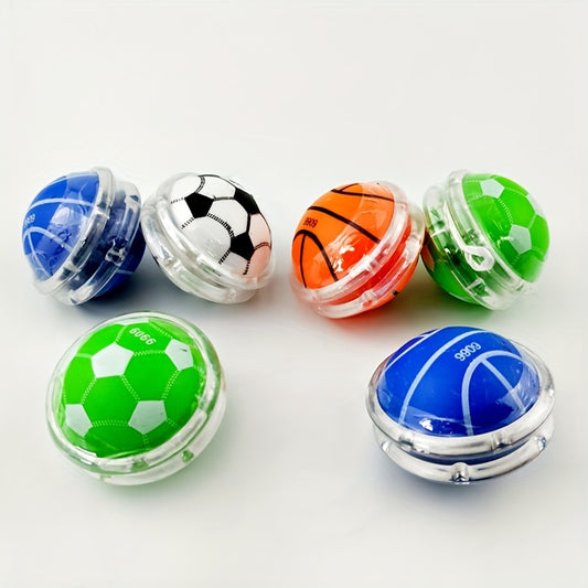 5pcs Mixed Color Sports Yo-Yos, Auto-Return Fingertip Balls, with Basketball & Soccer Designs, Made of Other Plastic, for Youngsters, Perfect Party Favors & Classroom Rewards