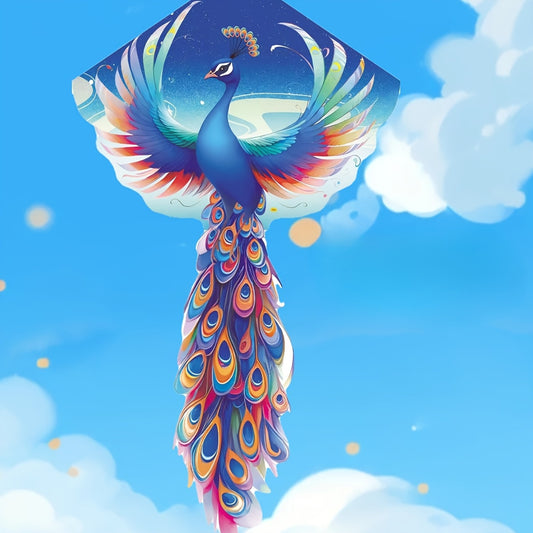 Perfect Festive Tail Beach Kite Vibrant Multicolor Peacock Kite - Large, Colorful 3D-Cut Polyester Bird Design with Festive Tail - Ideal for Beach, Park, and Yard Fun - Perfect Christmas Gift