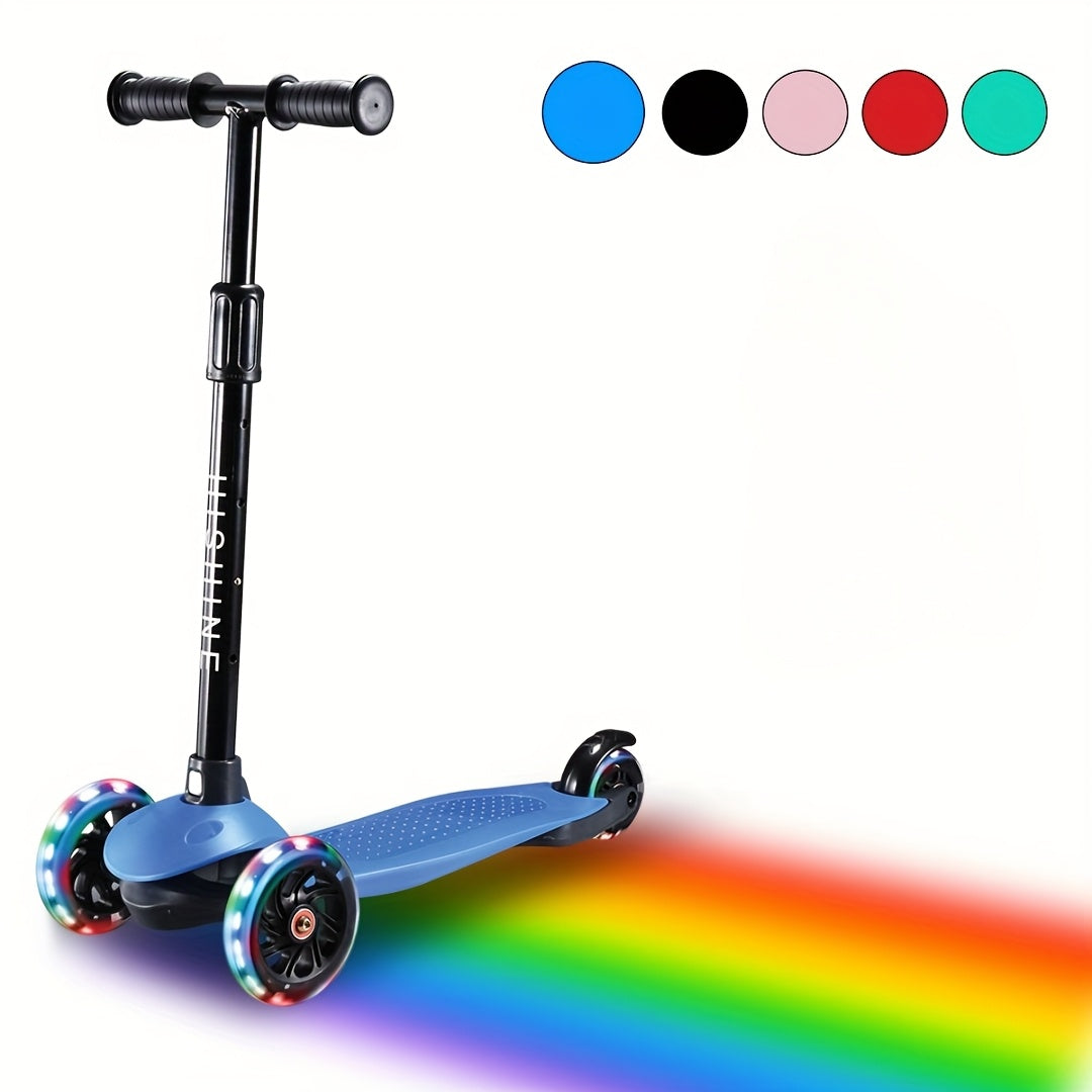 Adjustable Youngsters Scooter with Light-Up Wheels, Extra-Wide Deck & Lean-to-Steer Design – Easy Learning for Youngsters & Youngsters, Perfect Gift for Boys & Girls, Black Handlebar & T-Shaped Frame