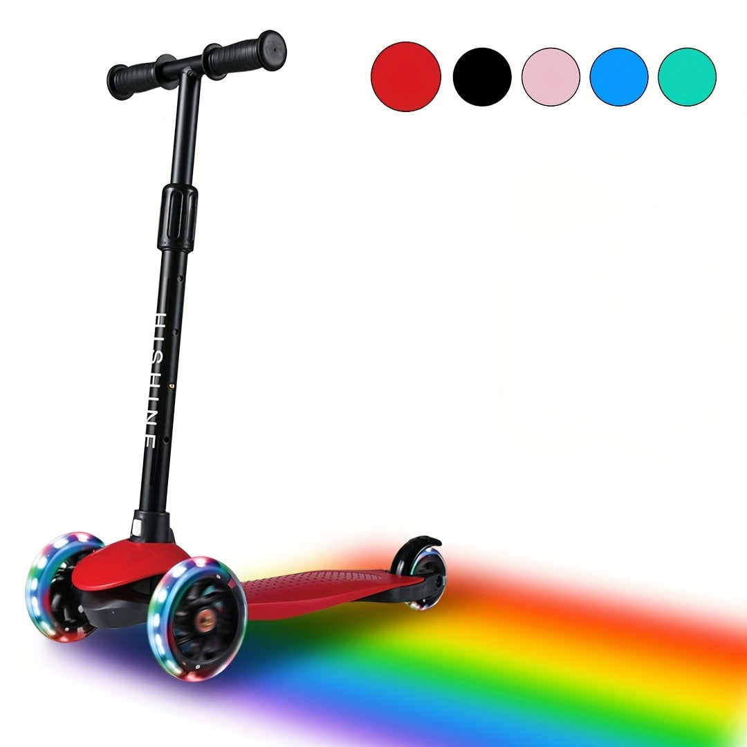 Adjustable Youngsters Scooter with Light-Up Wheels, Extra-Wide Deck & Lean-to-Steer Design – Easy Learning for Youngsters & Youngsters, Perfect Gift for Boys & Girls, Black Handlebar & T-Shaped Frame