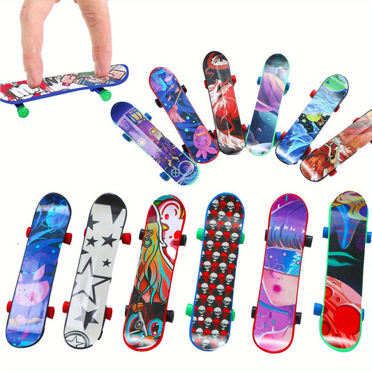 10pcs Mini Skateboards for Youngsters - Compact Longboard Playset with Vibrant Colorful Designs, Durable Plastic Construction, Perfect for Birthday Parties, Fun Gift Packs, and Youngsters' Celebration Entertainment