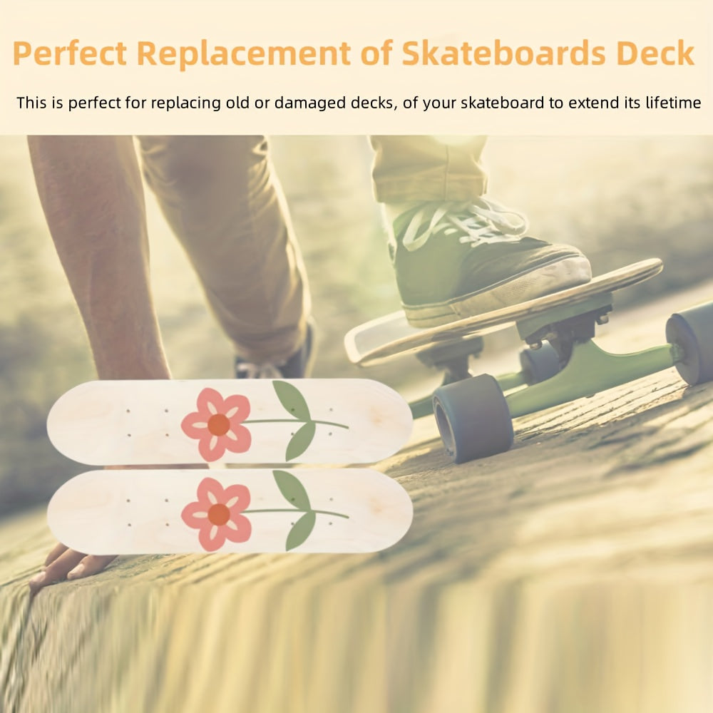 1pc Unfinished Wooden Skateboard Deck for Beginners - DIY 7-Layer Skate Deck with Hand-Painted Surface, Customizable Graffiti Art Space, Ideal for Crafting a Unique Skateboard for Personalized Projects, Skateboard Accessories