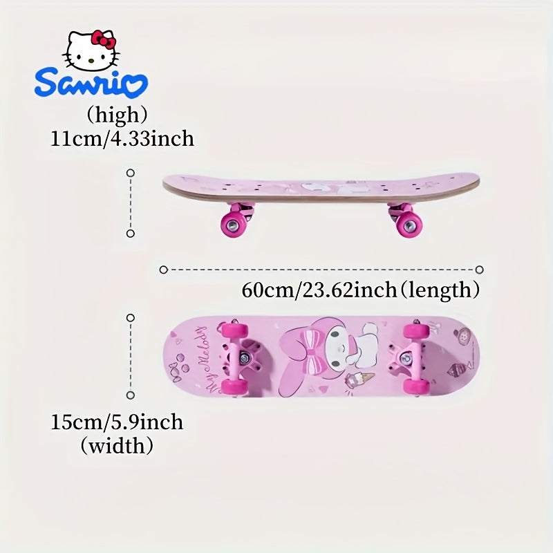 Strong Load Capacity SANRIO Hello Kitty & Friends Themed Skateboard - Dual Rocker Design, Perfect for Beginners, Ideal Christmas, Halloween, Birthday Gift
