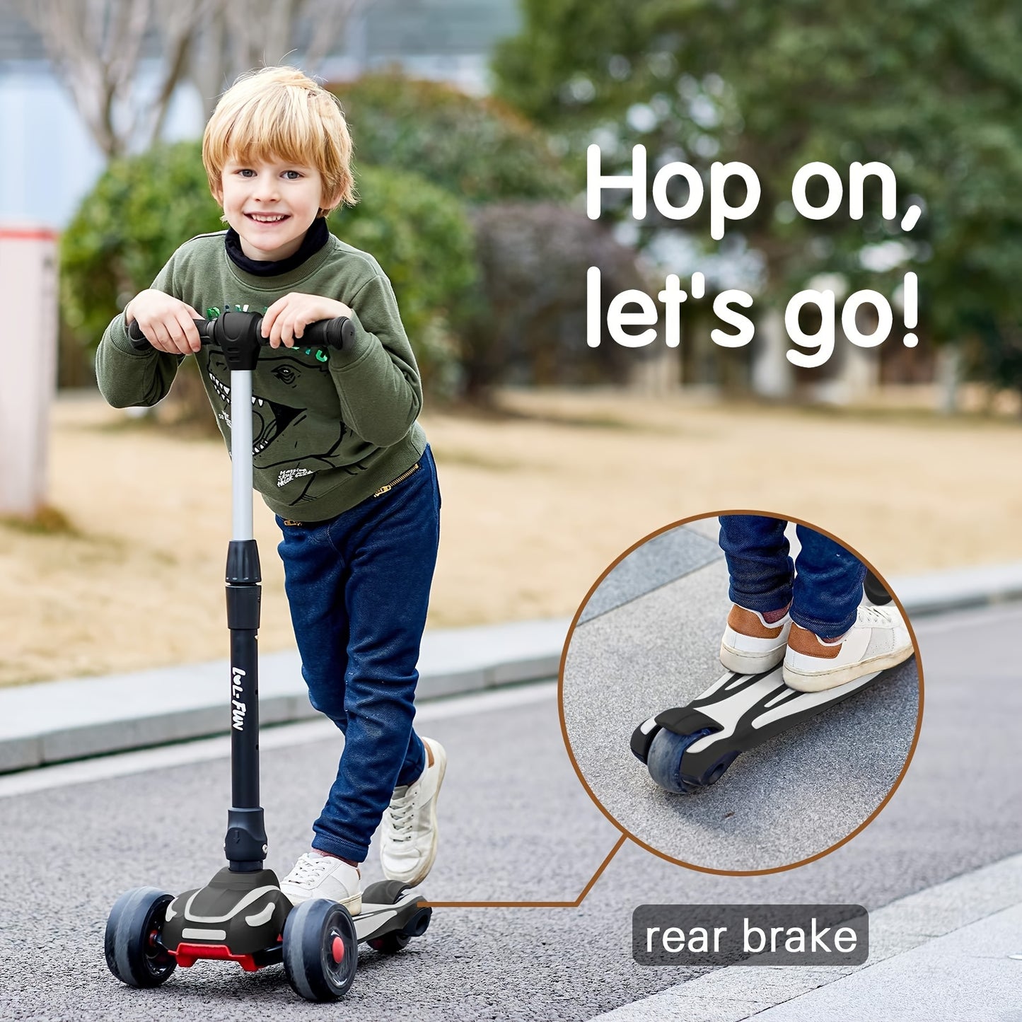 Scooter For Kids Ages 3 Years Old And UP, Extra-Wide Foldable Kick Scooter Kids With 4 Adjustable Height And Lean-to-Steer, Maximum Load Is 110.23LB