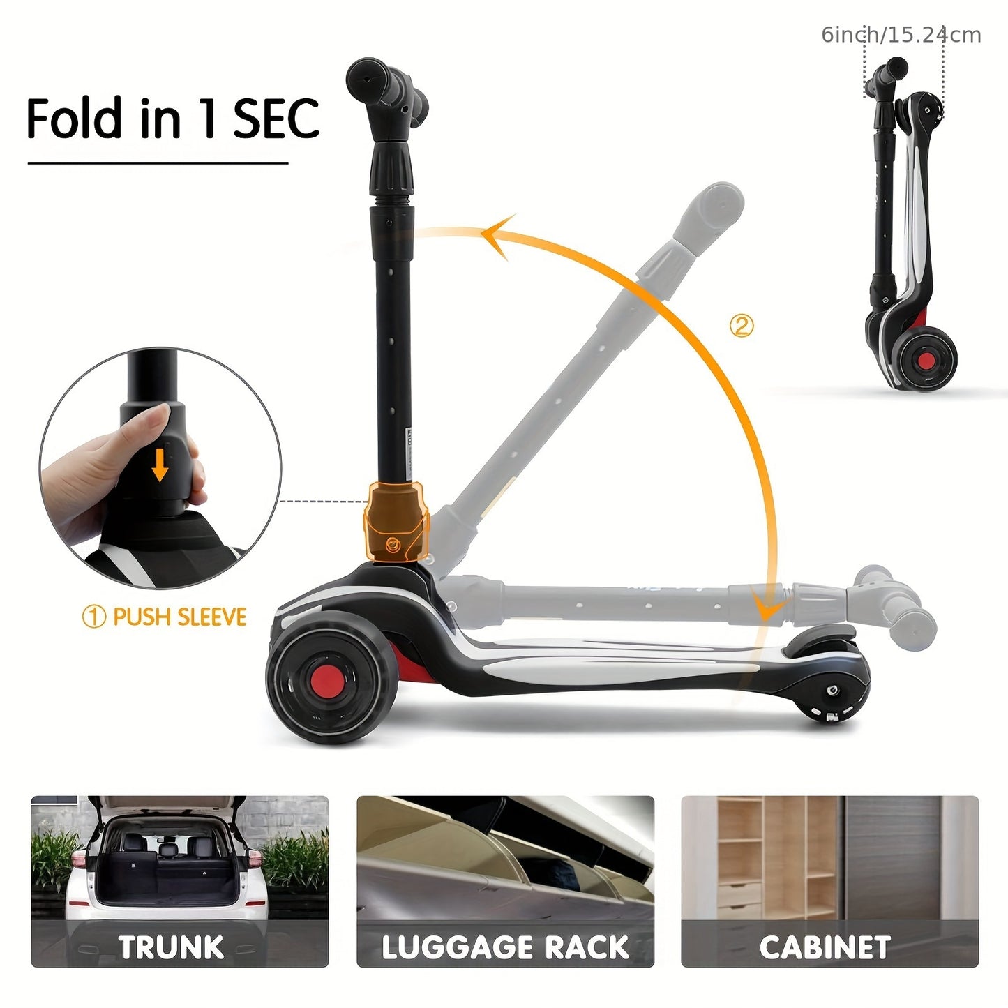 Scooter For Kids Ages 3 Years Old And UP, Extra-Wide Foldable Kick Scooter Kids With 4 Adjustable Height And Lean-to-Steer, Maximum Load Is 110.23LB