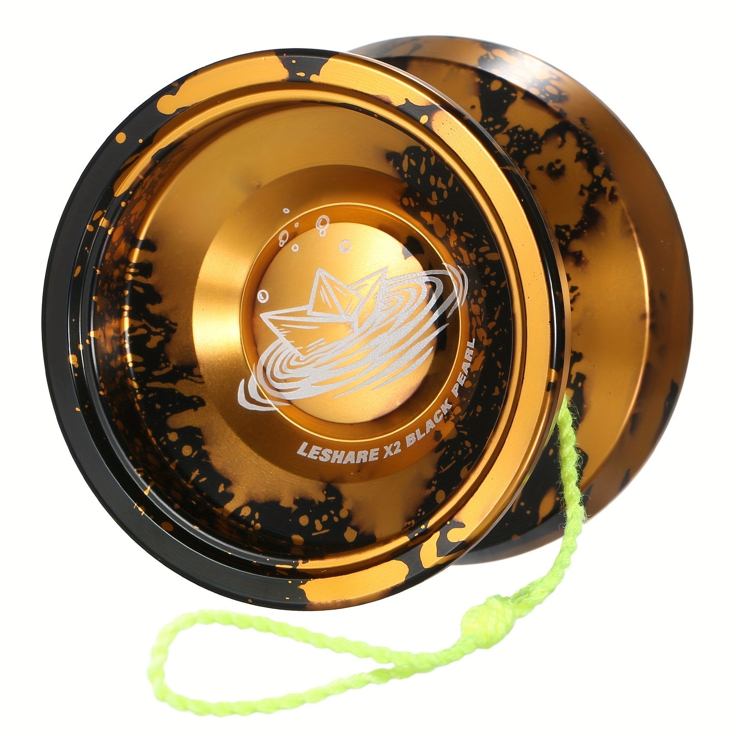 Professional Yoyo Alloy Aluminum YoYo Ball (Black With Golden) With Glove, Strings And Responsive Bearing Kit