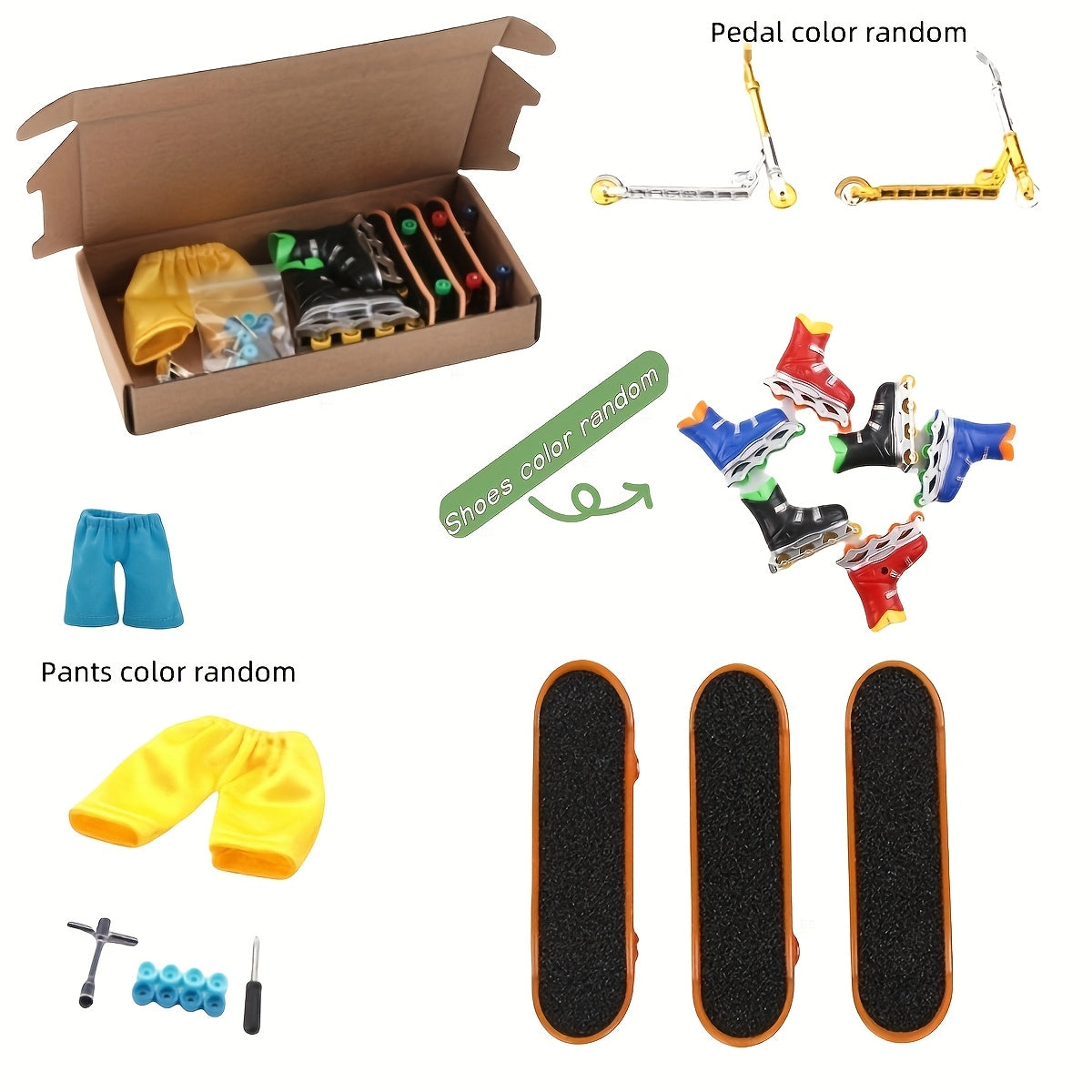 Finger Exercise Set with Roller, Scooter, And Two-Wheeled Balance Bike; Pants Combination with Accessories; Can Be Assembled; Suitable for Interactive Gifts.